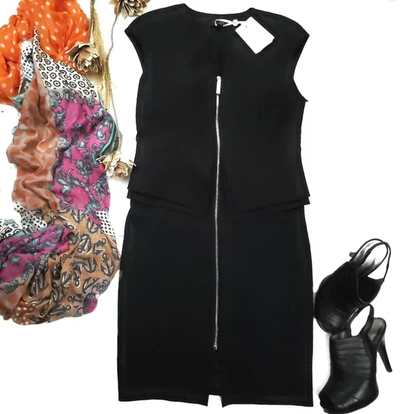 New Ted Baker Structured Zip Peplum  Black Dress Sz 8 - Picture 12 of 13